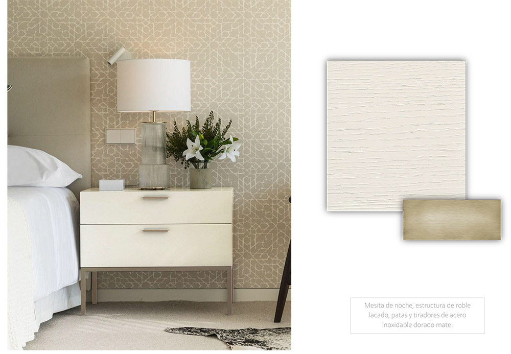 Mesita de noche de madera dos cajones y patas de hierro - La Piú Bella CASA